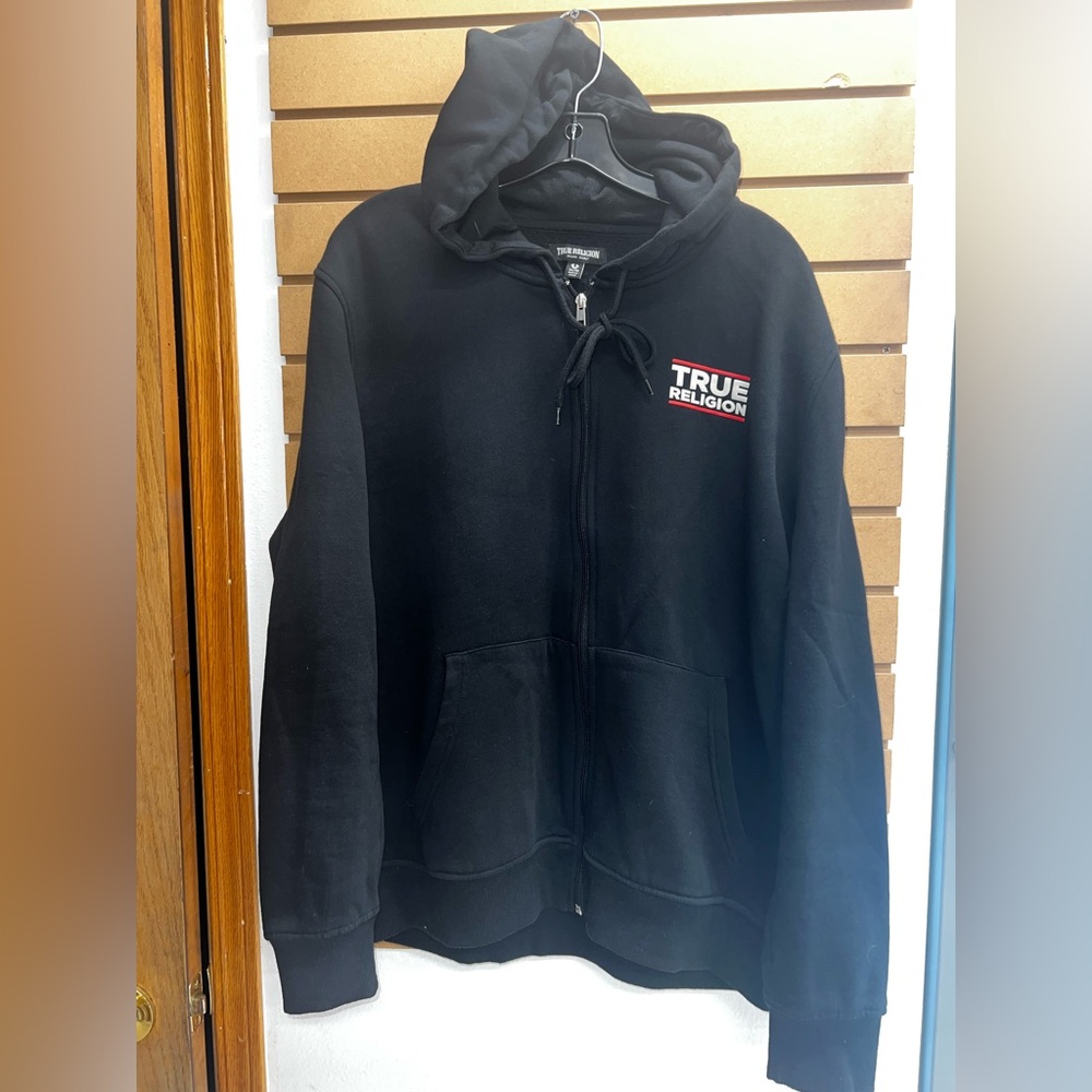 True Religion Black Zip-Up Hoodie